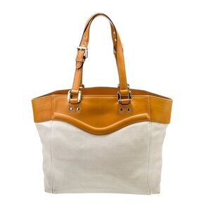 Vintage Gucci Canvas Tan and Cream Women's Tote Bag| Vintage Gucci Bag